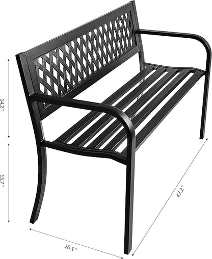 🌿 Outdoor Steel Bench 🪑✨ Perfect for Garden & Patio Relaxation 🌞💛